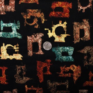 Seamless Sewing Machine Black by Dan Morris Design for Quilting Treasures Fabric by the Half Yard 40-2C 033