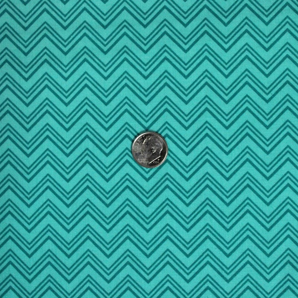 Silly Gilly & Friends  Teal Chevron Stripes by Leanne and Kaytlyn Anderson for Henry Glass  20" x WOF