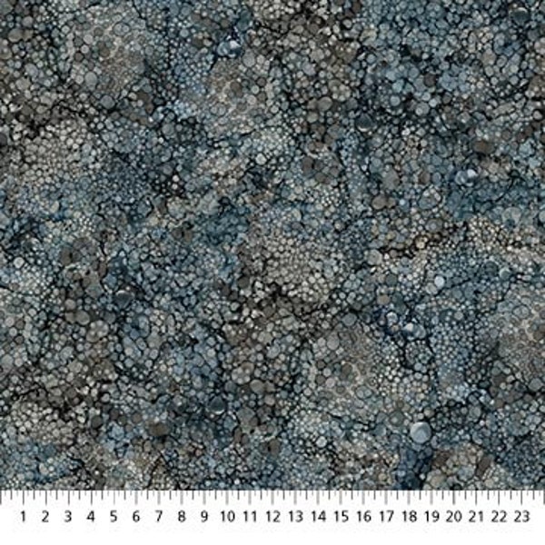 Black, Gray, Blue Bliss Pattern by Northcott  Fabric by the Half Yard