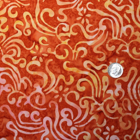 Orange Batik Fabric by the Yard