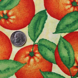 Gerdie&#39;s Grove by Debi Hubbs for Studio E Cute Yellow Fabric with Oranges All Over Fabric by the Half Yard 57B 036