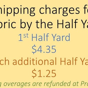 a sign advertising a yard sale for fabric by the half yard