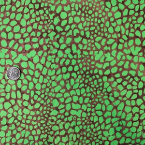 Light Brown Batik with Lime Green Speckled Pattern Batik Fabric by the Half Yard