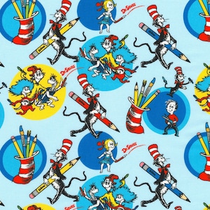 Express Yourself by Dr. Seuss Enterprises for Robert Kaufman Sky Fabric by the Half Yard 35A 014