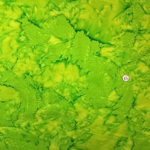 Vibrant Lime Green Watercolor Batik by the Half Yard
