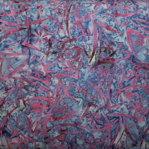 Lavender with purple geometric and floral pattern by Indonesian Batiks Fabric by the Half Yard