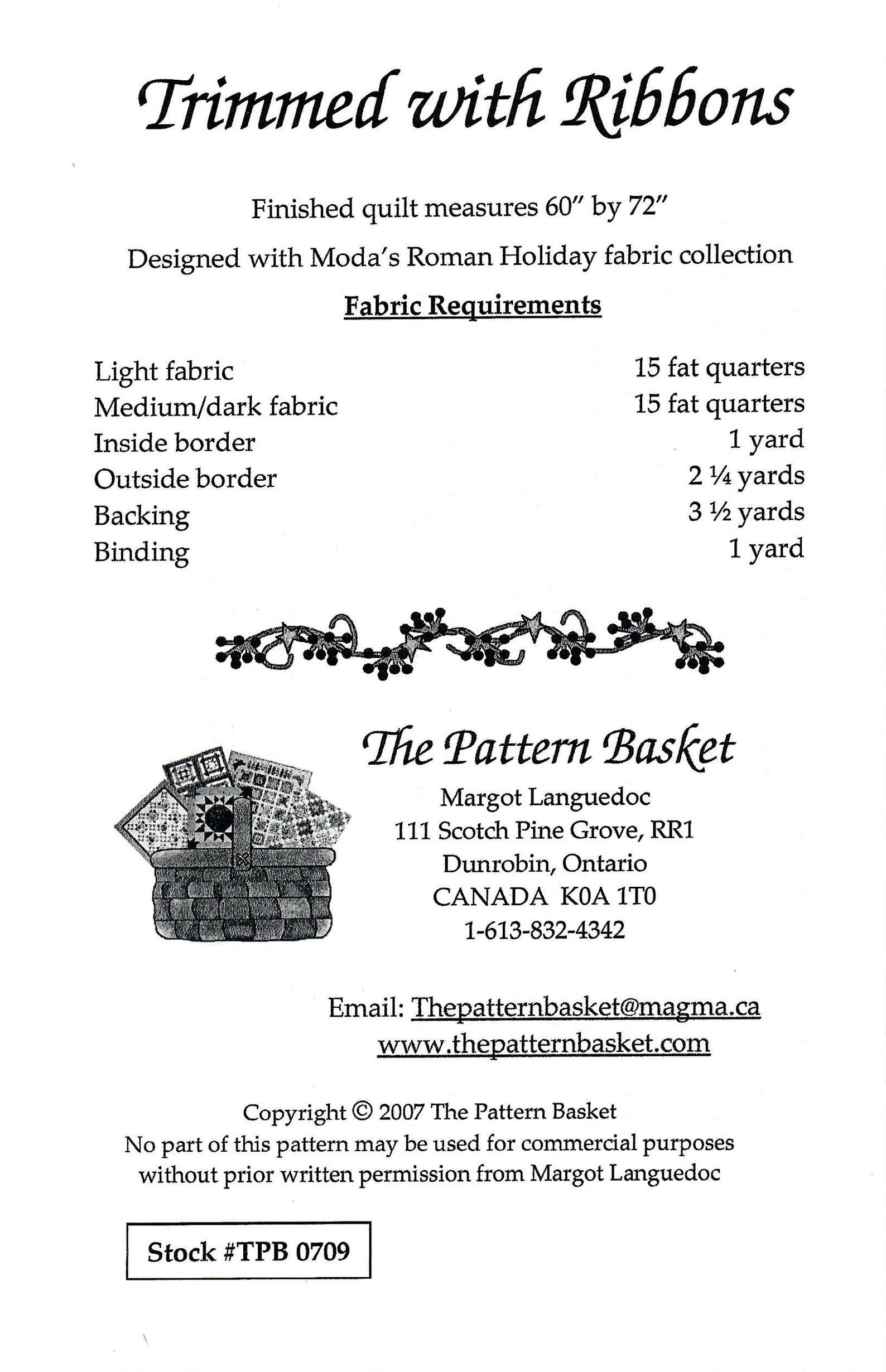 Trimmed With Ribbons by the Pattern Basket Traditional Pieced and ...