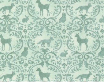 Effie's Woods by Deb Strain for Moda Fabrics Mint Fabric with Animals Fabric by the Half Yard 57B 090