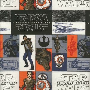 Star Wars The Force Awakens by Camelot Cottons Blue, Orange, and Gray Fabric with Star Wars Designs Fabric by the Half Yard 38B 023