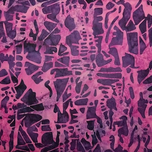 Dark Purple and Black Batik with Magenta and Violet Cracked Motif Batik by the Half Yard