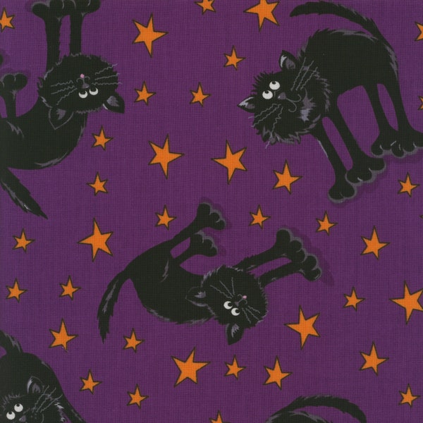 Spooktacular by Greta Lynn for Kanvas Studio Purple Halloween Fabric Black Cats Fabric by the Half Yard 57C 059