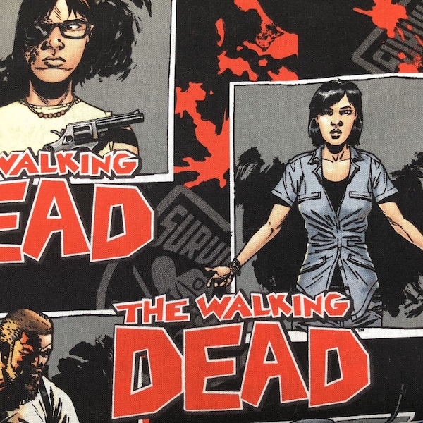 Springs Creative Fabric The Walking Dead Comic Red, Grey, and Black Quilt Fabric Ready for War by Robert Kirkman 57C 017