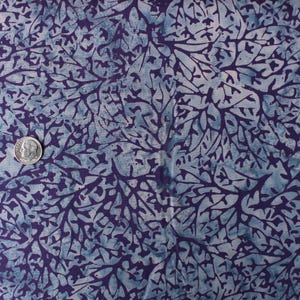 Dark Blue Batik with Dark Purple Tree Branches Batik by the Half Yard