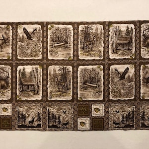 Into the Woods by Liz Goodrick-Dillon for Quilting Treasures Cabin in the Woods with Animals Fabric Panel 23.5&quot; X WOF