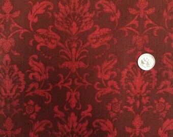Dark and Light Red Floral Damask Design Fabric Abundance by P&B Textiles Fabric by the Half Yard 017B 094
