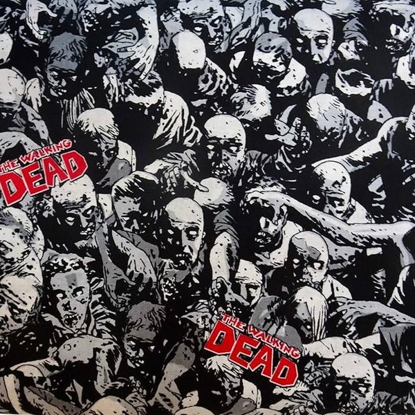 Walking Dead Zombies by Robert Kirkman and TM for Springs Creative Comic Zombies Red, Grey, and Black Quilt Fabric 57C 018