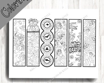 Wild Kratts Bookmark PRINTABLE - animal bookmark - Kratts Coloring Page - Birthday Party Activity Printable