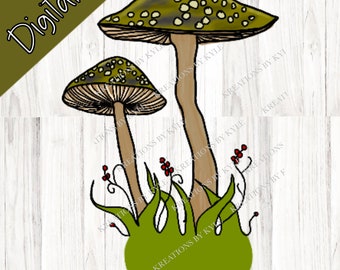 Green Mushroom Clipart - Mushroom Printable - Mushroom Lover Clipart - PNG Clipart Mushroom