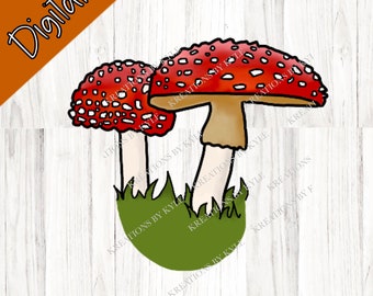 Mushroom Clipart - Amanita Muscaria Clipart - Mushroom Sticker DIY - Mushroom Print - PNG Clipart