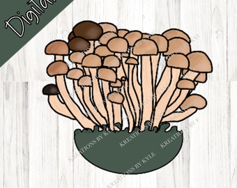 Shimeji Brown mushroom Clipart - Brown Mushroom PNG - Mushroom Print - Mushroom Clipart - Nature Lover Clipart