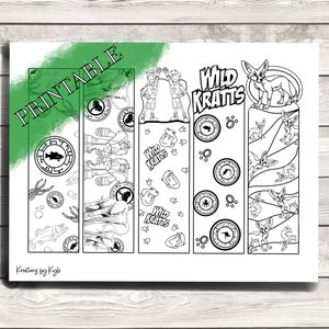 Wild Kratts Coloring Bookmarks - Printable Coloring Page - Wild Kratts Party Craft - Homeschool Activity - PDF