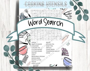 Cooking Word Search PRINTABLE - Homeschool Printable - Cooking Curriculum Printable -Classroom Games - Teacher Printable