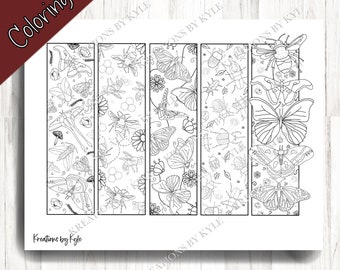 Nature Coloring Bookmark PRINTABLE  - Butterfly Bookmark - Coloring Printable - Nature study Craft - Homeschool Activity - Teacher Printable