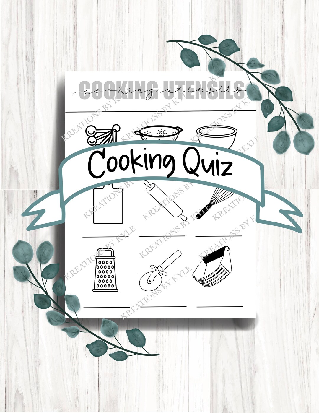 Cooking Class Quiz PRINTABLE Homeschool Cooking Curriculum Cooking