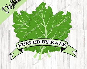 Fueled By Kale Clipart - DIY Sticker - Kale Sticker Clipart - Funny Clipart -