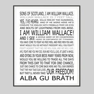 Braveheart William Wallace Speech Braveheart Movie Poster Print Unframed Inspirational Art image 2