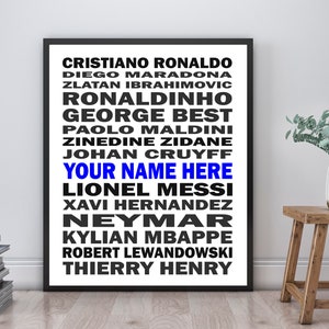 Soccer Legends Boys Poster - Typography | Unframed | Custom Soccer Print | Gift for Soccer Players | Soccer Gift | Soccer Player Art