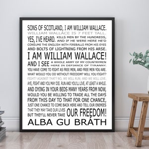 Braveheart William Wallace Speech | Braveheart Movie Poster Print | Unframed | Inspirational Art