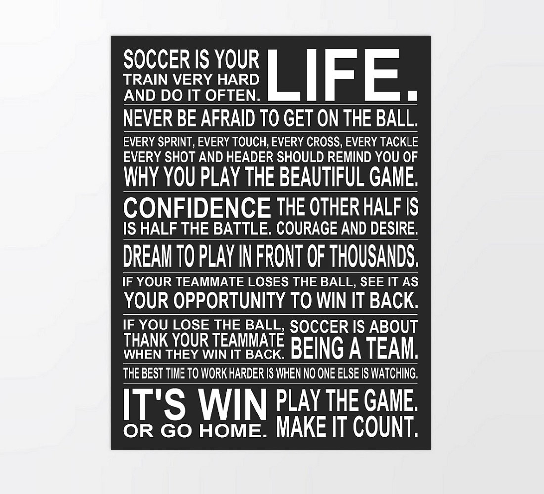 Soccer is Your Life - Special Edition Blackout Manifesto Poster Print |  Unframed | Inspirational Art - Etsy, image size:1100x1000