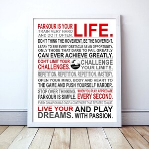 Parkour Is Your Life - Parkour Poster Print | Parkour Art | Unframed | Boys Parkour Poster | Parkour Gift