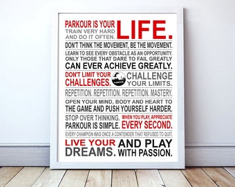 Parkour Is Your Life - Parkour Poster Print | Parkour Art | Unframed | Boys Parkour Poster | Parkour Gift