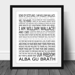 Braveheart William Wallace Speech Braveheart Movie Poster Print Unframed Inspirational Art image 3