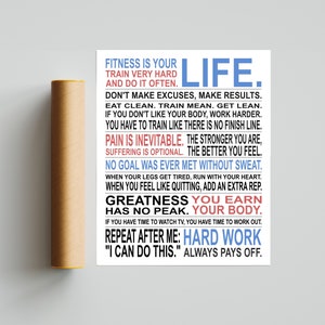 Fitness Inspiration Custom Manifesto Poster Print Unframed Get Fit Workout Motivation image 3