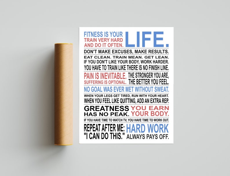 Fitness Inspiration Custom Manifesto Poster Print Unframed Get Fit Workout Motivation image 3