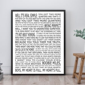 On Being Perfect - Friday Night Lights Speech | Unframed | Football Movie Poster | Inspirational Art