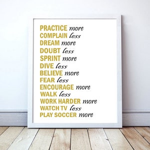 Do More vs Less Poster | Typography | Custom Soccer Print | Gift for Soccer Players | Soccer Gift | Soccer Player Art