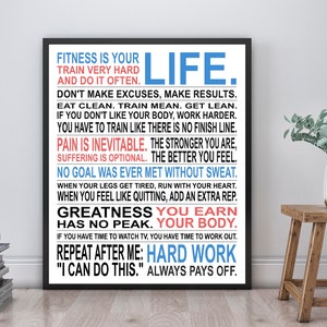 Fitness Inspiration Custom Manifesto Poster Print Unframed Get Fit Workout Motivation image 1