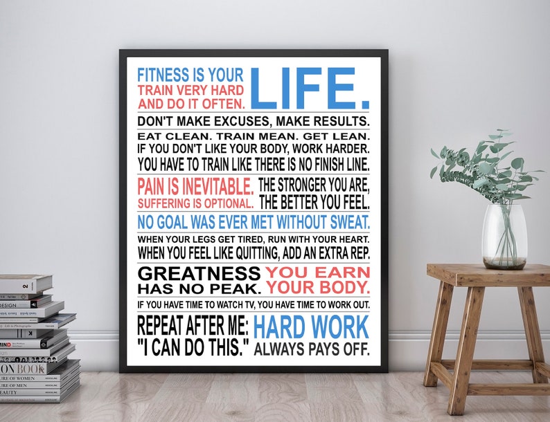 Fitness Inspiration Custom Manifesto Poster Print Unframed Get Fit Workout Motivation image 1