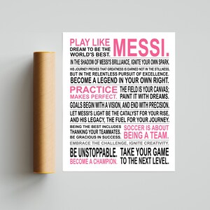 Play Like Messi Soccer Poster Print Unframed Argentina Inspirational Manifesto Soccer Boy Gift image 3