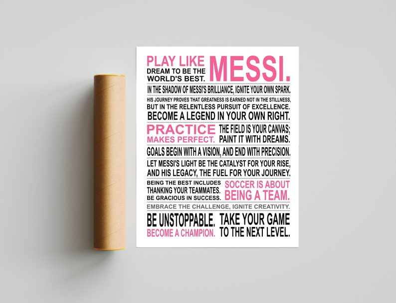 Play Like Messi Soccer Poster Print Unframed Argentina Inspirational Manifesto Soccer Boy Gift image 3