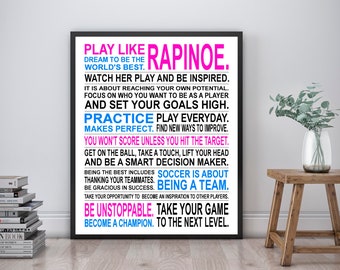 Play Like Megan Rapinoe -  Soccer Poster | USWNT | Inspirational Manifesto | Gift for Soccer Players | Soccer Gift | Soccer Player Art
