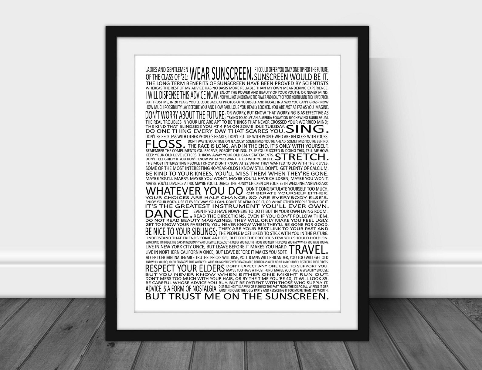 Wear Sunscreen Baz Luhrmann Song Lyrics Life Advice Etsy Wear Sunscreen Baz Luhrmann Song Lyrics Life Advice Etsy