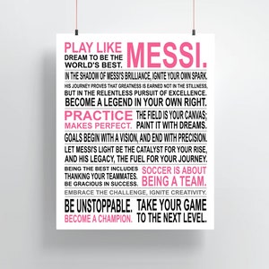 Play Like Messi Soccer Poster Print Unframed Argentina Inspirational Manifesto Soccer Boy Gift image 2