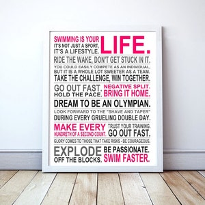 Swimming Is Your Life - Manifesto Poster Print | Swimming Art