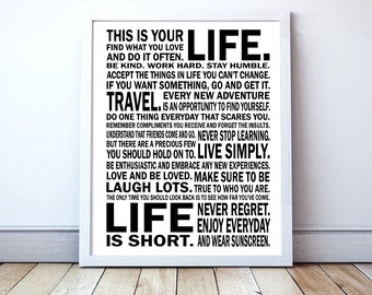 This Is Your Life -  Motivational Manifesto Poster | Unframed Typography Print | Life Poster | Inspirational Poster