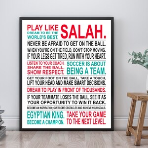 Play Like Salah -  Soccer Poster Print | Mohamed Salah | Unframed | Gift for Soccer Players | Soccer Gift | Soccer Art
